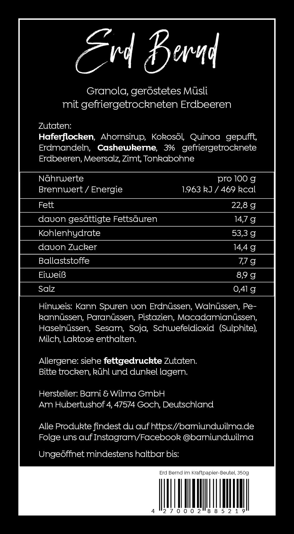 Erd Bernd Sommer-Granola, vegan