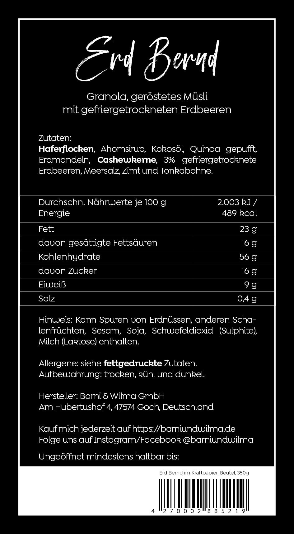 Erd Bernd Sommer-Granola, vegan
