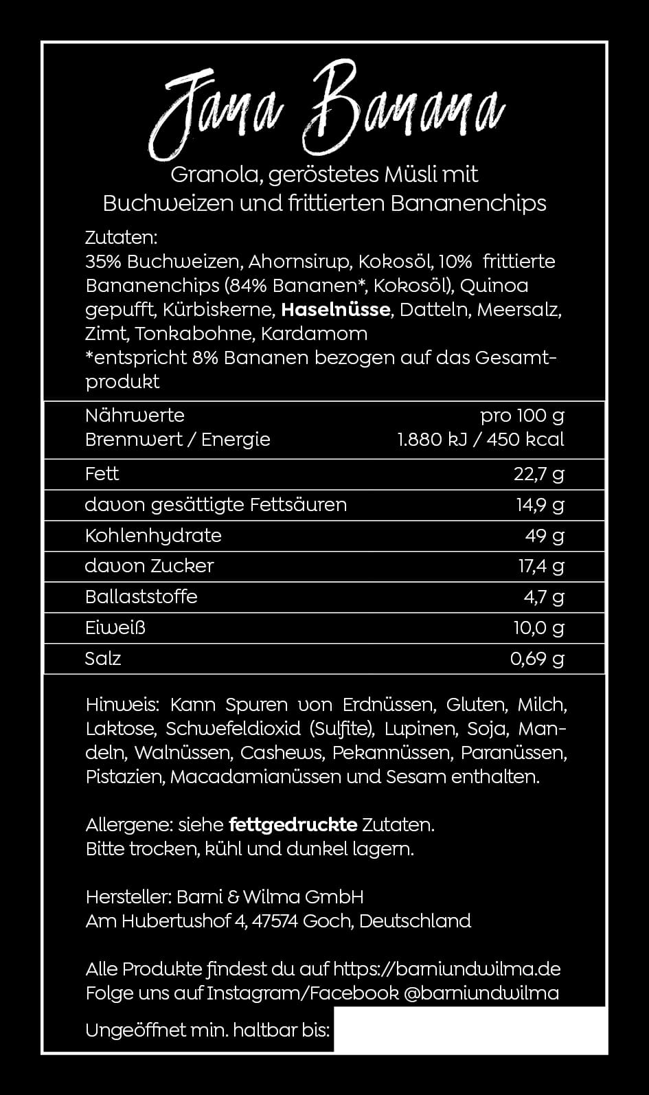Jana Banana, Granola ohne Haferflocken, vegan und glutenfrei
