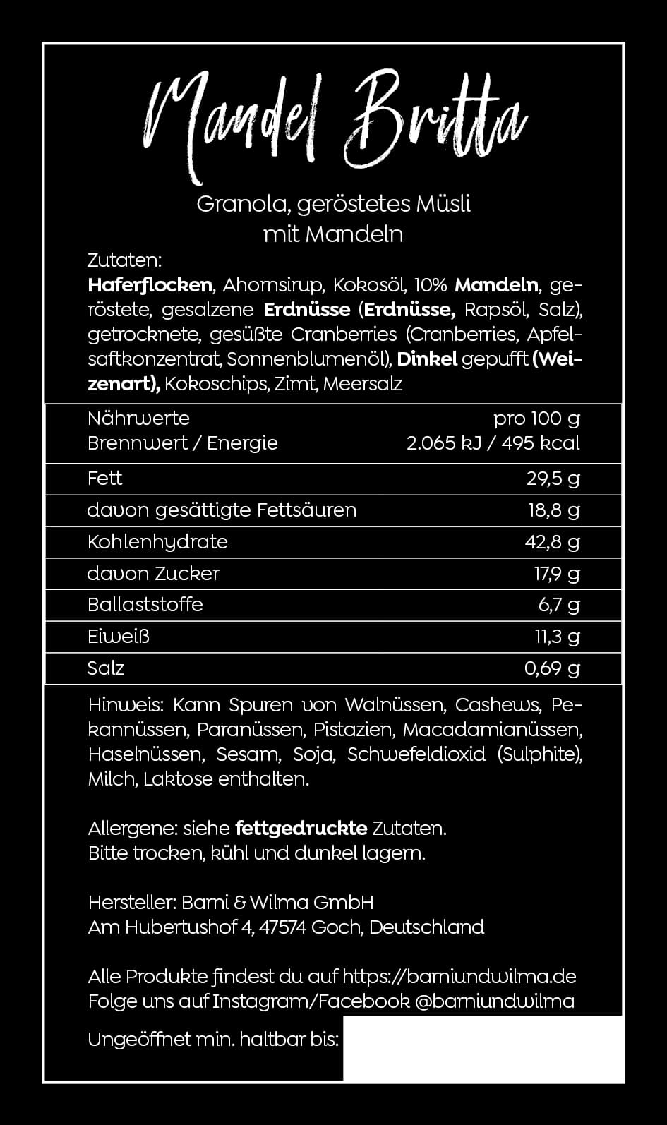 Mandel Britta, Mandel Granola, vegan