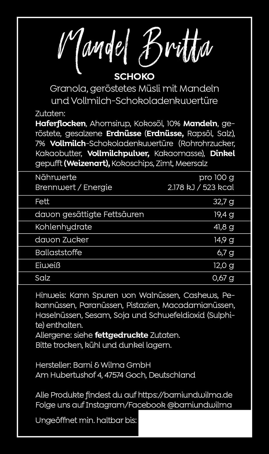 Mandel Britta, Schoko Granola Edition