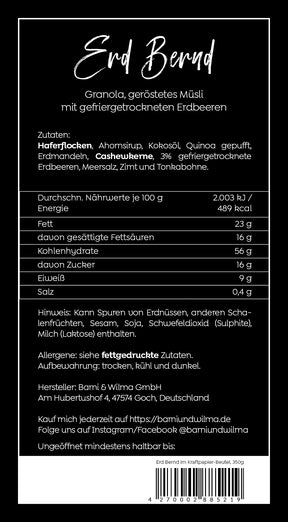 Erd Bernd Sommer-Granola, vegan
