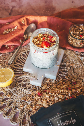 Himberta Granola, Himbeere und weiße Schokolade