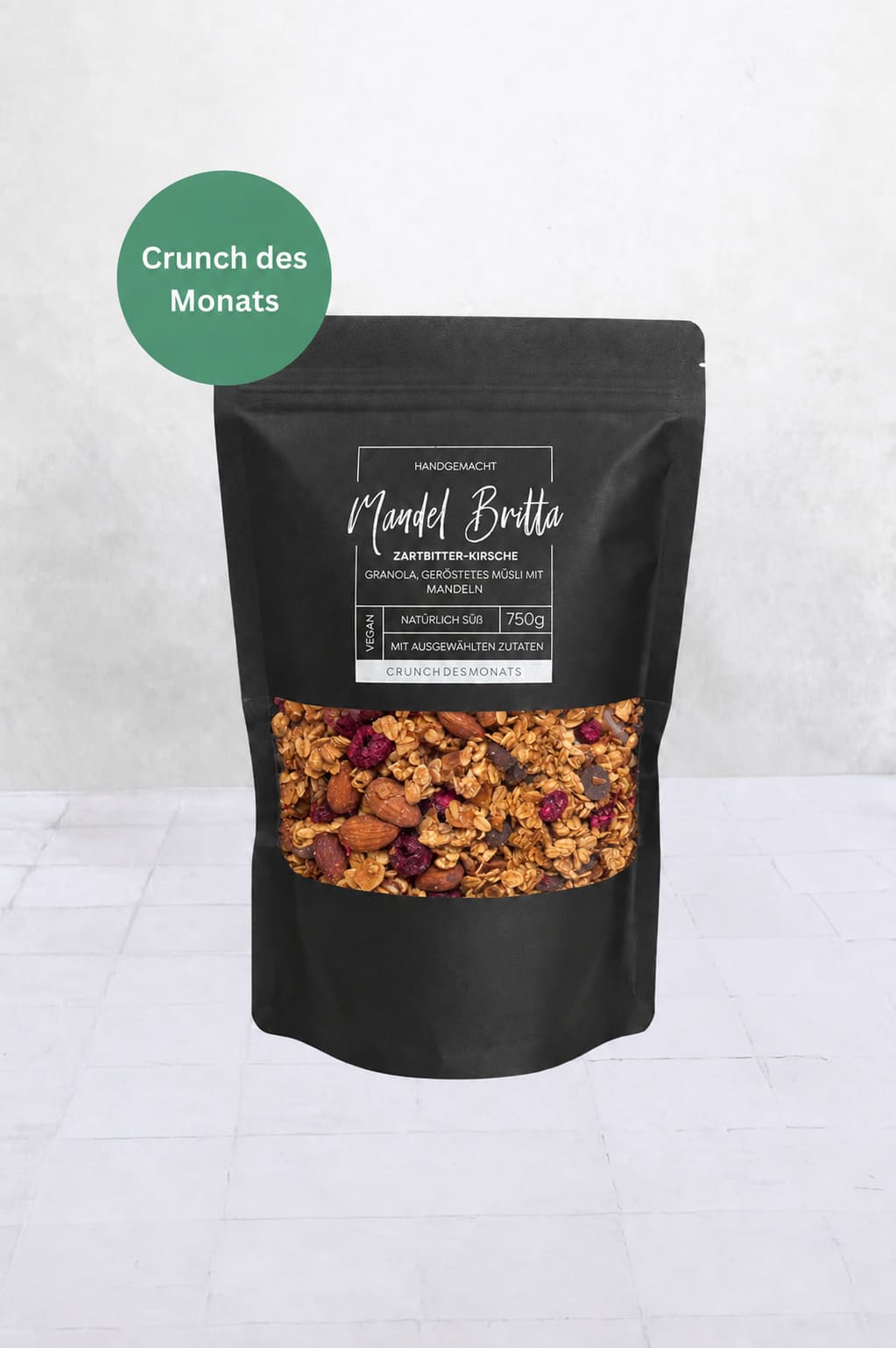 Crunch des Monats: Mandel Britta ZARTBITTER-KIRSCHE, vegan