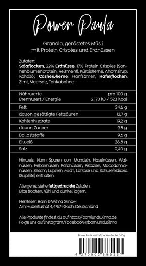 Power Paula, High-Protein Granola, vegan, weniger Zucker
